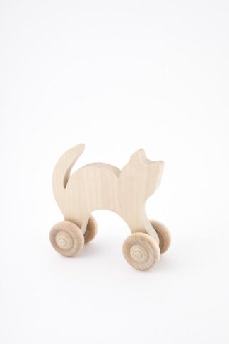Hund eller katt av trä på hjul (5015009)